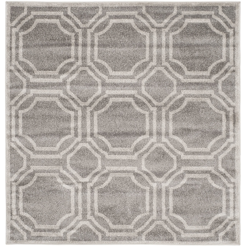 Pemberly Row Polypropylene Grey Indoor Outdoor Rug - Square 5'