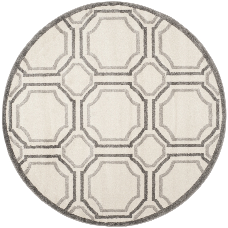 Pemberly Row Polypropylene Ivory Indoor Outdoor Rug - Round 7'
