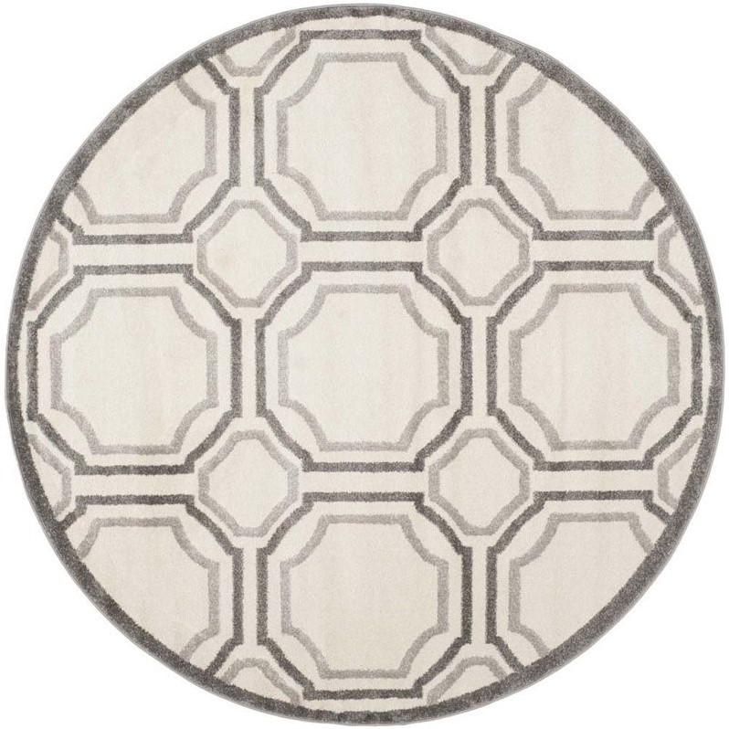 Pemberly Row Polypropylene Ivory Indoor Outdoor Rug - Round 7'