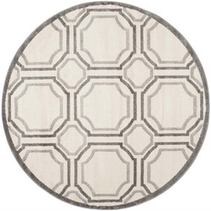 Pemberly Row Polypropylene Ivory Indoor Outdoor Rug - Round 7'