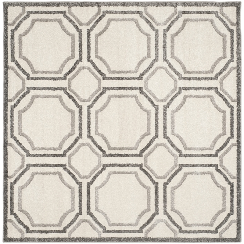 Pemberly Row Polypropylene Ivory Indoor Outdoor Rug - Square 7'
