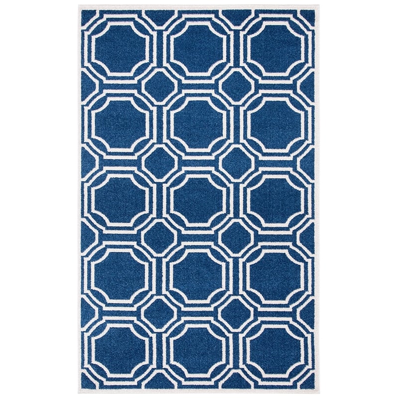 Pemberly Row Polypropylene Navy Indoor Outdoor Rug - 5' x 8'