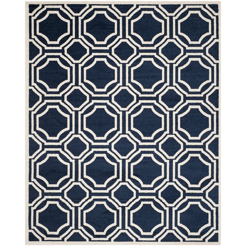 Pemberly Row Polypropylene Navy Indoor Outdoor Rug - 8' x 10'