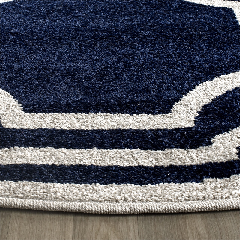 Pemberly Row Polypropylene Navy Indoor Outdoor Rug - Round 5'