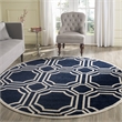 Pemberly Row Polypropylene Navy Indoor Outdoor Rug - Round 7'