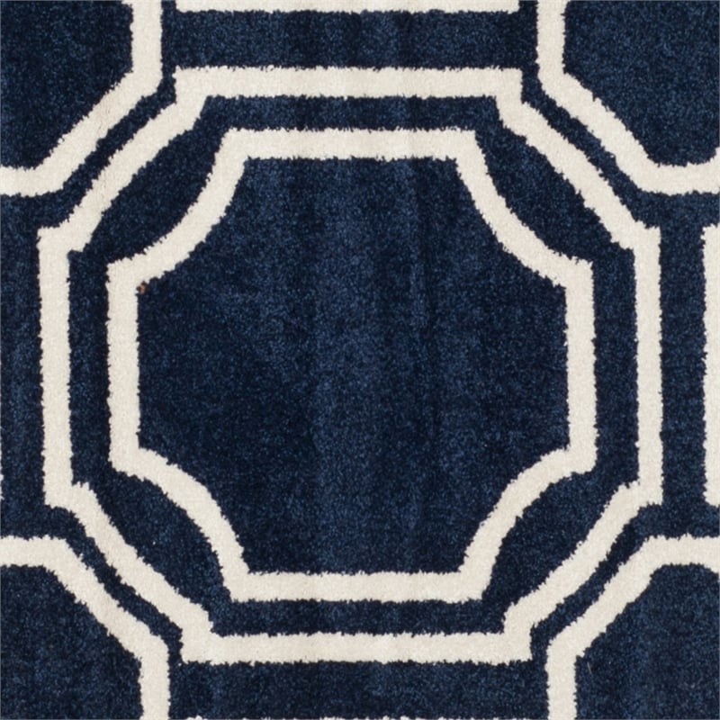 Pemberly Row Polypropylene Navy Indoor Outdoor Rug - Round 7'