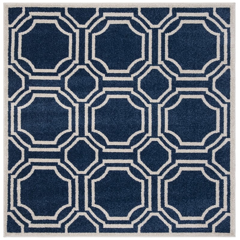 Pemberly Row Polypropylene Navy Indoor Outdoor Rug - Square 5'