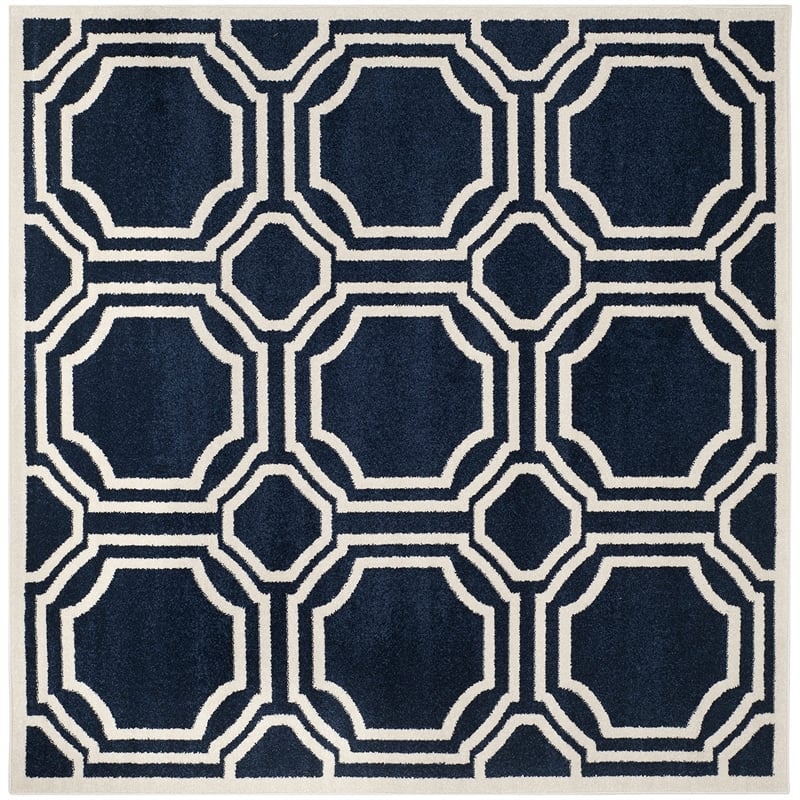 Pemberly Row Polypropylene Navy Indoor Outdoor Rug - Square 5'