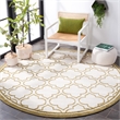 Pemberly Row Polypropylene Ivory Indoor Outdoor Rug - Round 7'
