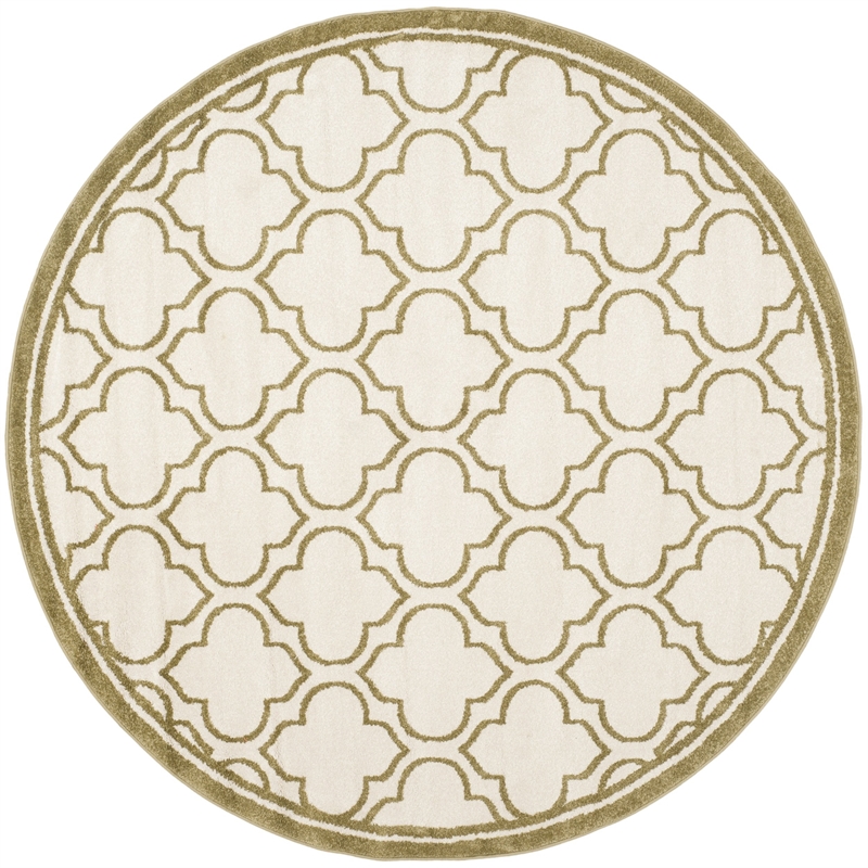 Pemberly Row Polypropylene Ivory Indoor Outdoor Rug - Round 7'