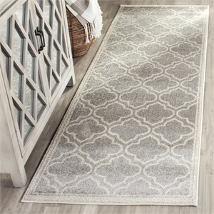 Pemberly Row Polypropylene Light Grey Indoor Outdoor Rug - 2'3&quot x 13'