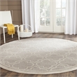 Pemberly Row Polypropylene Light Grey Indoor Outdoor Rug - Round 7'