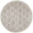 Pemberly Row Polypropylene Light Grey Indoor Outdoor Rug - Round 7'