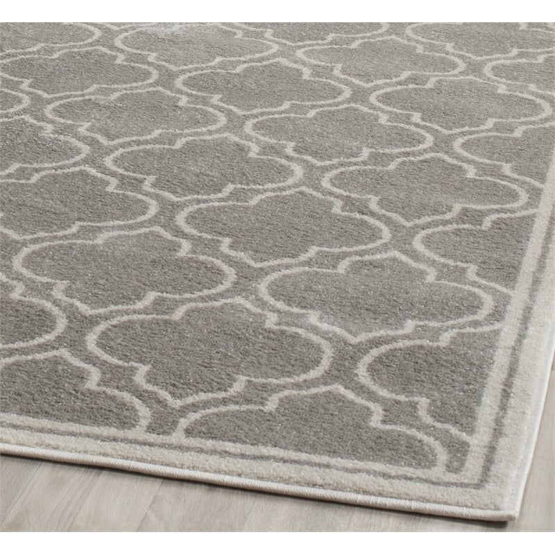 Pemberly Row Polypropylene Light Grey Indoor Outdoor Rug - Runner 2'6
