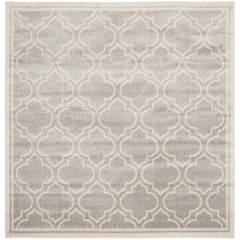 Pemberly Row Polypropylene Light Grey Indoor Outdoor Rug - Square 5'
