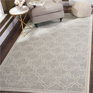 Pemberly Row Polypropylene Light Grey Indoor Outdoor Rug - Square 9'