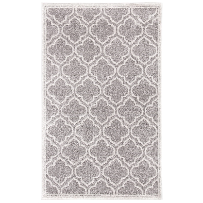 Pemberly Row Polypropylene Grey Indoor Outdoor Rug - 3' x 5'