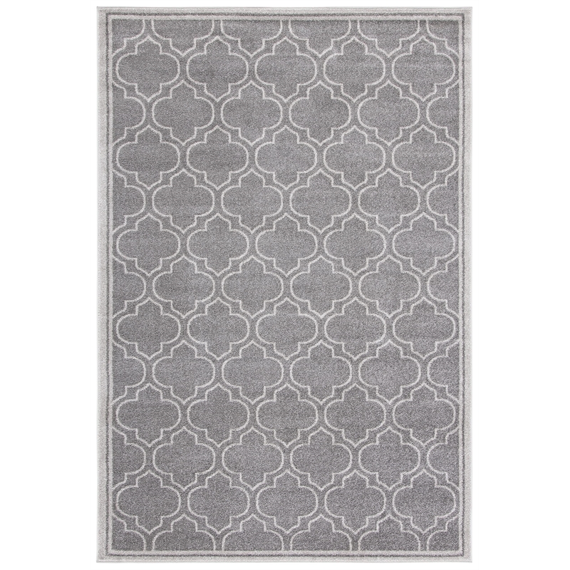 Pemberly Row Polypropylene Grey Indoor Outdoor Rug - 4' x 6'