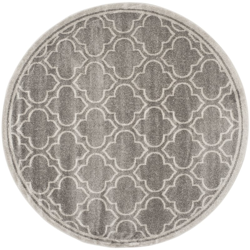 Pemberly Row Polypropylene Grey Indoor Outdoor Rug - Round 5'