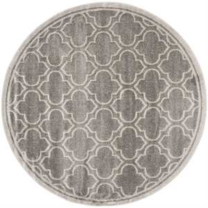Pemberly Row Polypropylene Grey Indoor Outdoor Rug - Round 5'