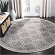 Pemberly Row Polypropylene Grey Indoor Outdoor Rug - Round 7'