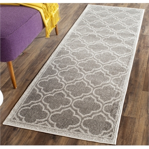 Pemberly Row Polypropylene Grey Indoor Outdoor Rug - Runner 2'3&quot x 9'