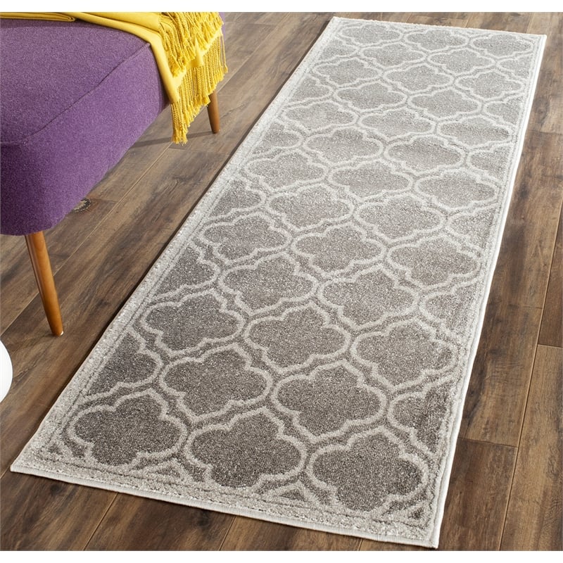 Pemberly Row Polypropylene Grey Indoor Outdoor Rug - Runner 2'3
