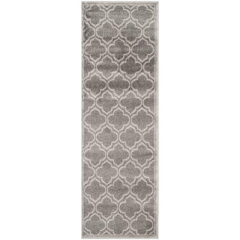 Pemberly Row Polypropylene Grey Indoor Outdoor Rug - Runner 2'3