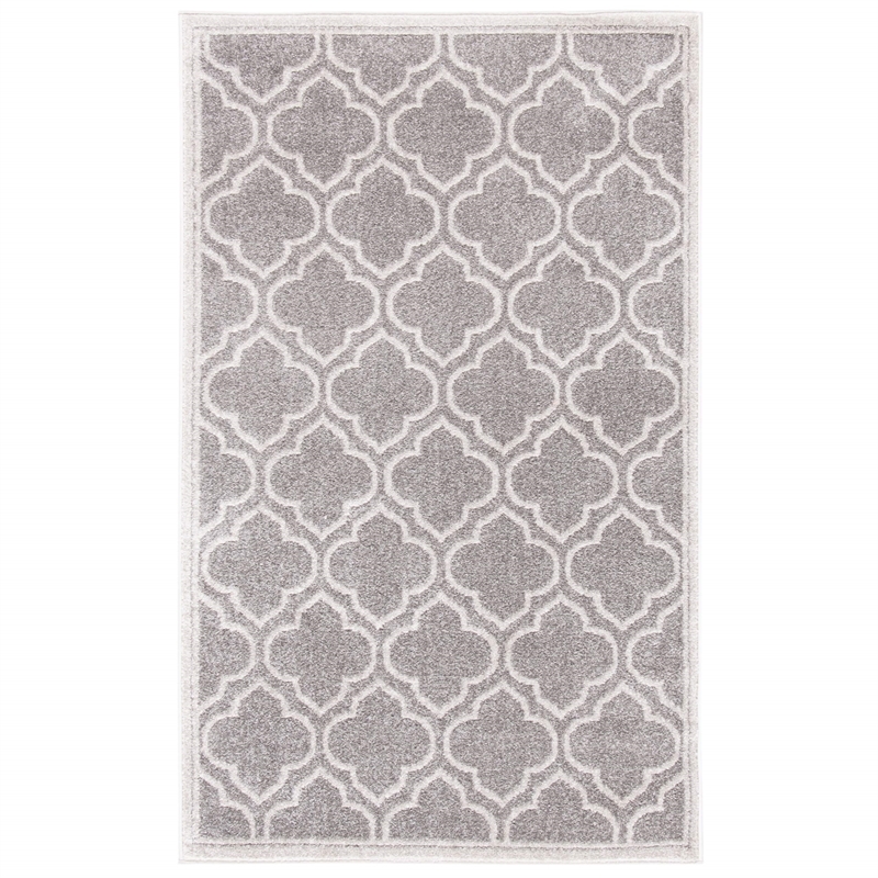 Pemberly Row Polypropylene Grey Indoor Outdoor Rug - Runner 2'6
