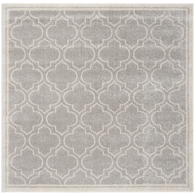 Pemberly Row Polypropylene Grey Indoor Outdoor Rug - Square 5'