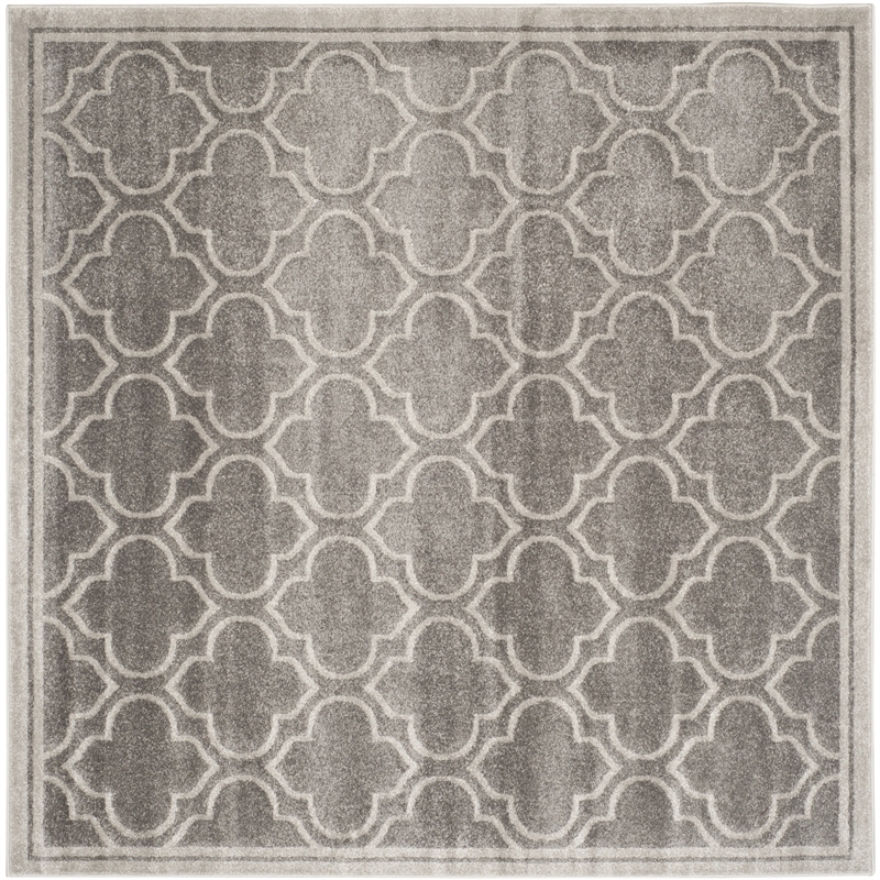 Pemberly Row Polypropylene Grey Indoor Outdoor Rug - Square 7'