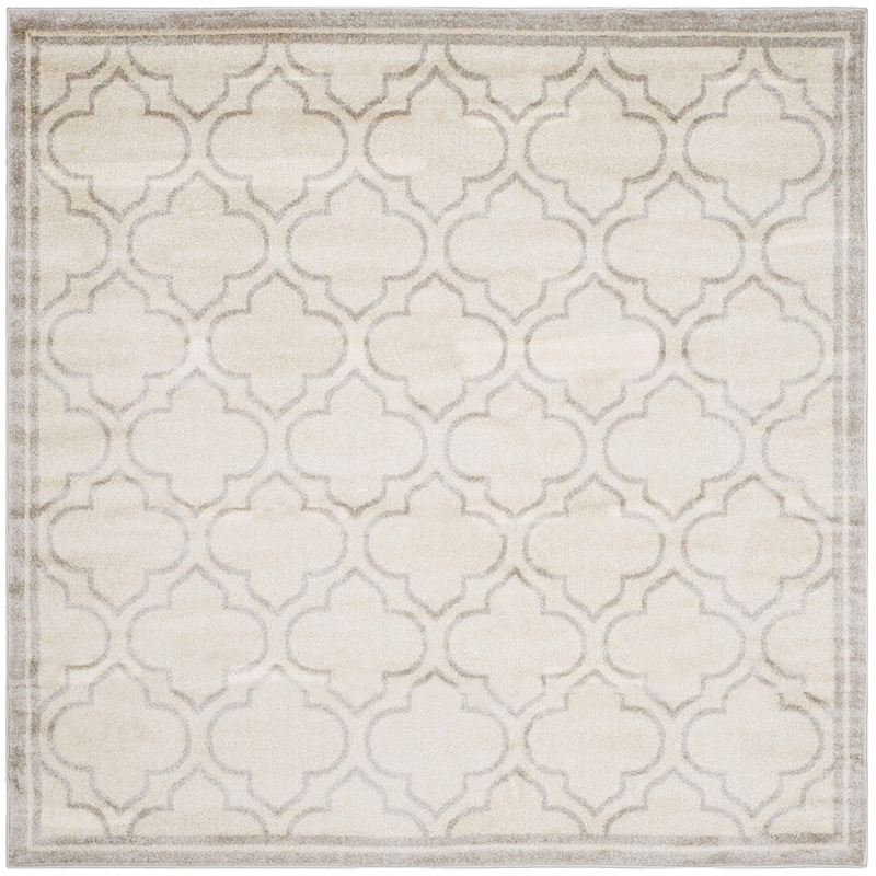 Pemberly Row Polypropylene Ivory Indoor Outdoor Rug - Square 7'