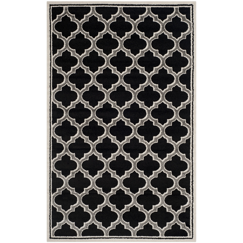 Pemberly Row Polypropylene Anthracite Indoor Outdoor Rug - 6' x 9'
