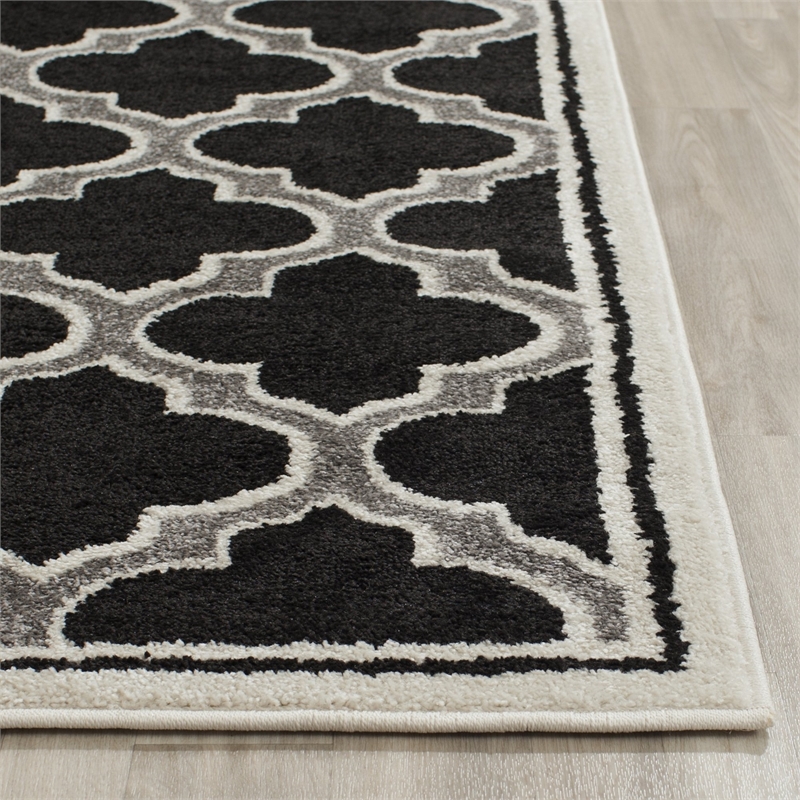 Pemberly Row Polypropylene Anthracite Indoor Outdoor Rug - 6' x 9'