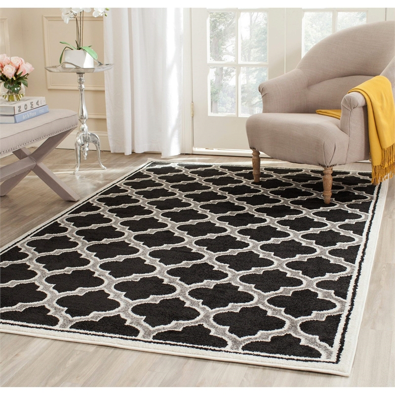 Pemberly Row Polypropylene Anthracite Indoor Outdoor Rug - 9' x 12'