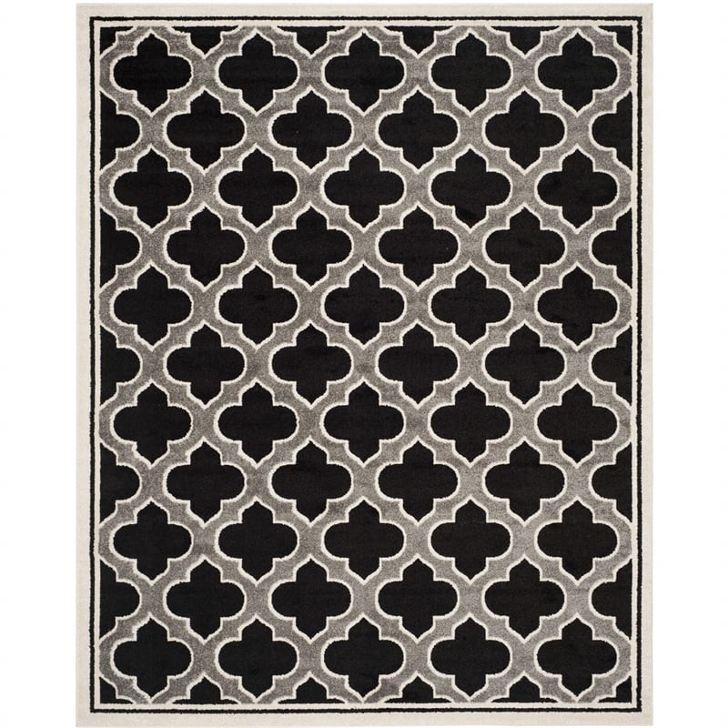 Pemberly Row Polypropylene Anthracite Indoor Outdoor Rug - 9' x 12'