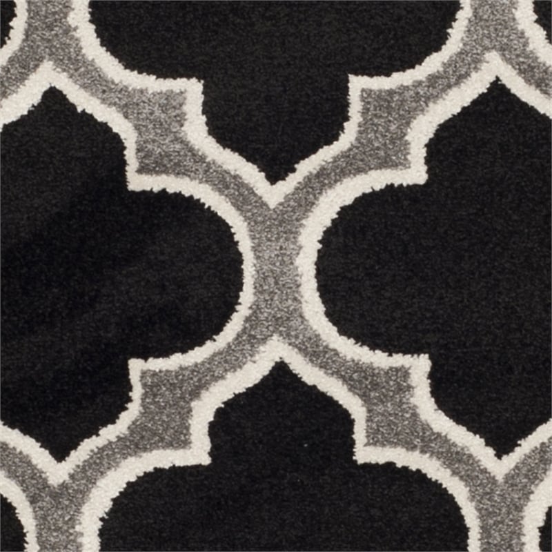 Pemberly Row Polypropylene Anthracite Indoor Outdoor Rug - Round 7'