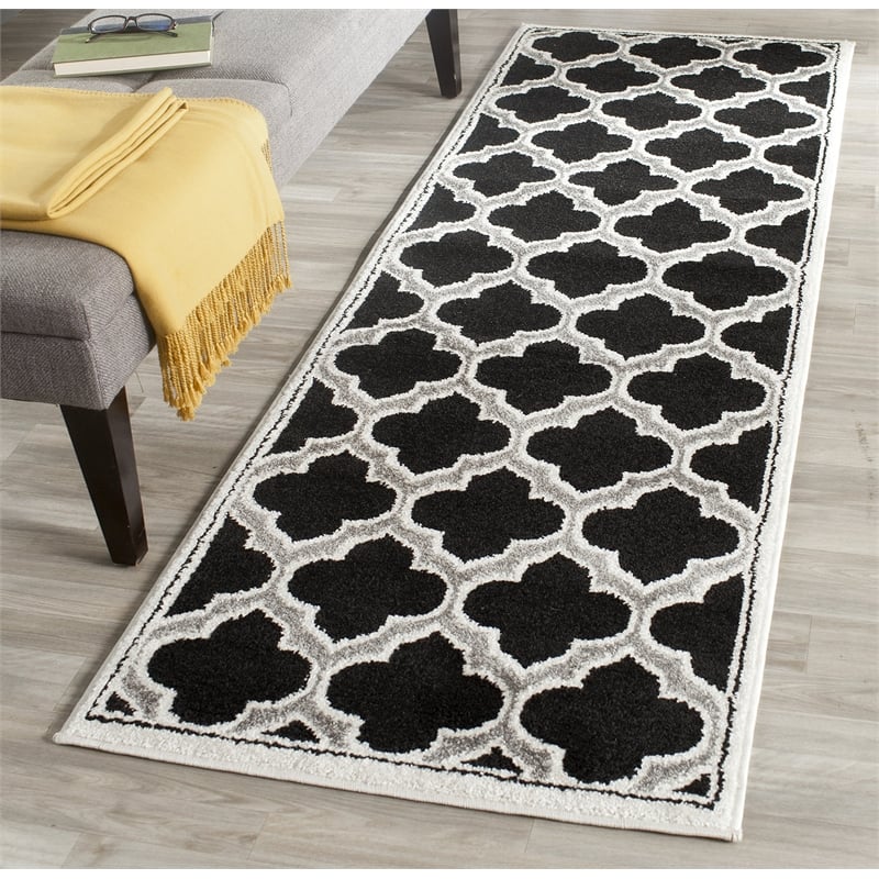 Pemberly Row Polypropylene Anthracite Indoor Outdoor Rug - Runner 2'3