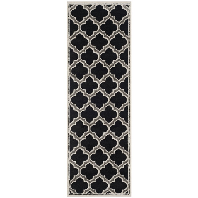 Pemberly Row Polypropylene Anthracite Indoor Outdoor Rug - Runner 2'3