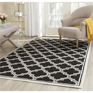 Pemberly Row Polypropylene Anthracite Indoor Outdoor Rug - Square 7'