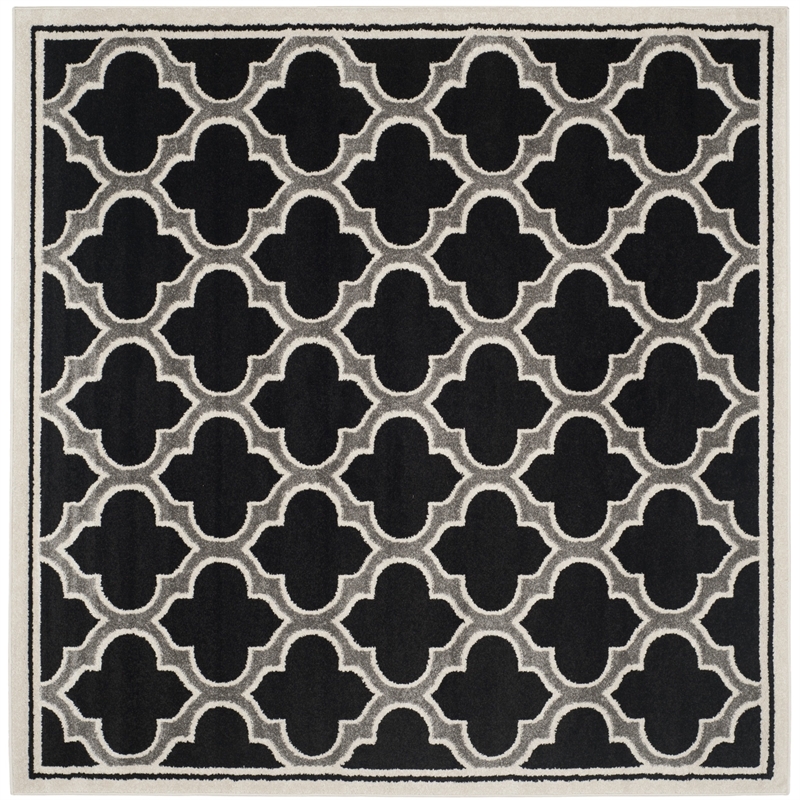 Pemberly Row Polypropylene Anthracite Indoor Outdoor Rug - Square 7'