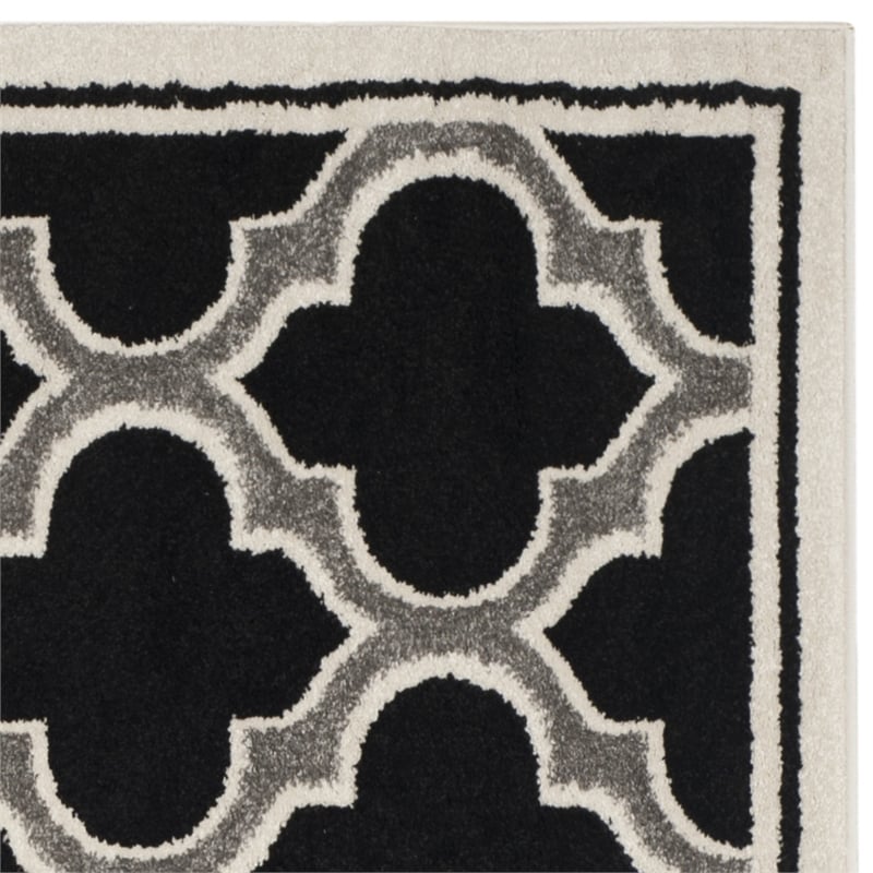 Pemberly Row Polypropylene Anthracite Indoor Outdoor Rug - Square 7'