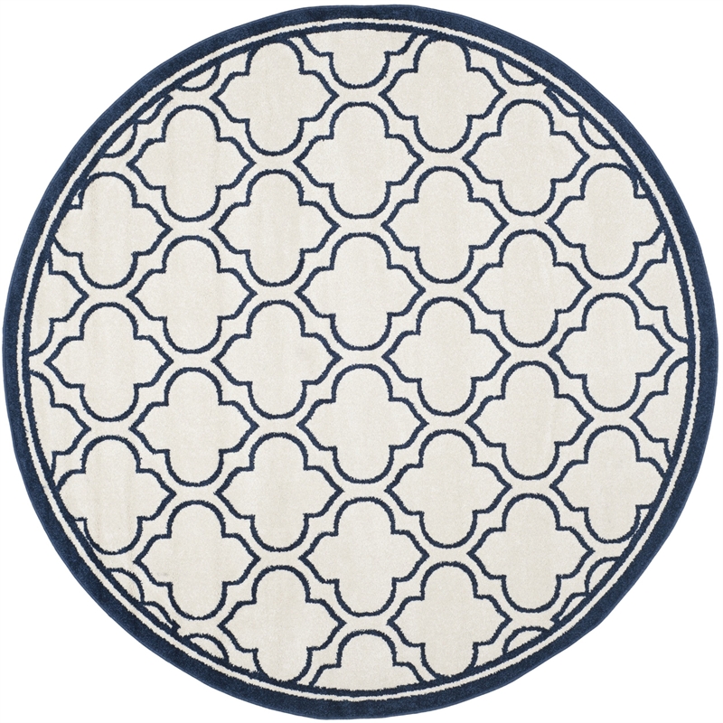 Pemberly Row Polypropylene Ivory Indoor Outdoor Rug - Round 7'