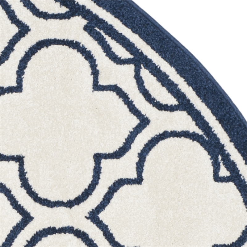 Pemberly Row Polypropylene Ivory Indoor Outdoor Rug - Round 7'