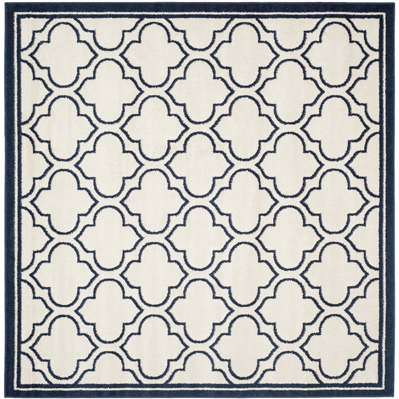 Pemberly Row Polypropylene Ivory Indoor Outdoor Rug - Square 7'