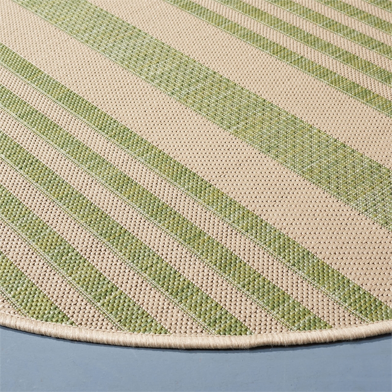 Pemberly Row Beige Indoor Outdoor Rug in Round 5' for Home Decor