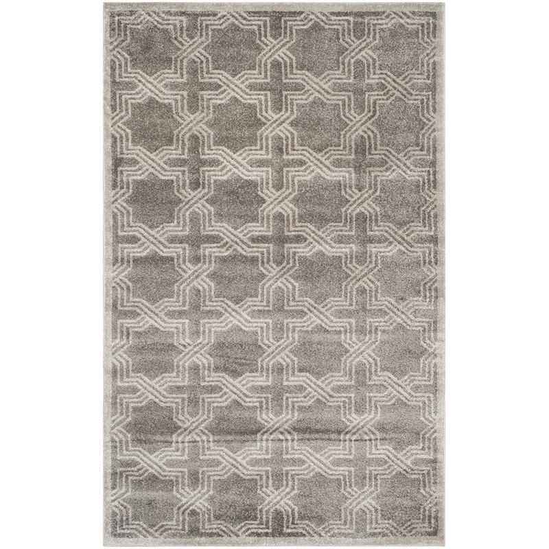 Pemberly Row Polypropylene Grey Indoor Outdoor Rug - 5' x 8'