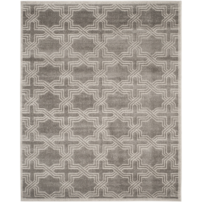 Pemberly Row Polypropylene Grey Indoor Outdoor Rug - 9' x 12'