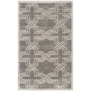 Pemberly Row Polypropylene Grey Indoor Outdoor Rug - Runner 2'6&quot x 4'