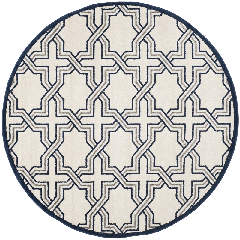 Pemberly Row Polypropylene Ivory Indoor Outdoor Rug - Round 7'